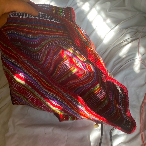 PINZON Woven Multicolored Aztec Tribal boho Hippie Bohemian Drawstring Clip Bag - Picture 6 of 10